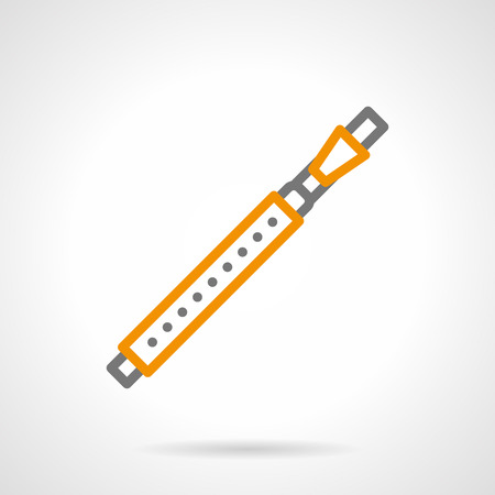 Abstract symbol of bassoon. Woodwind musical instrument for solo and ensemble performance. Single gray and yellow simple line style design vector icon.のイラスト素材