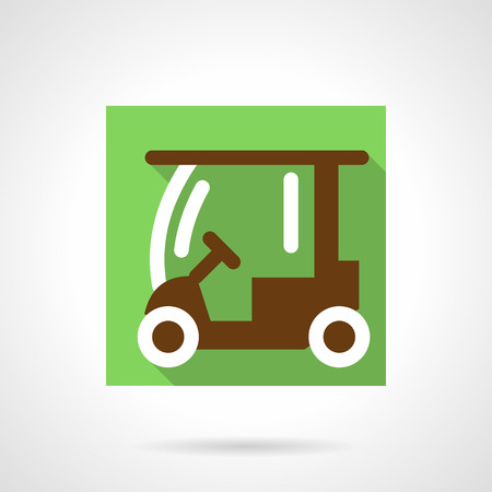 Brown golf cart flat square vector iconのイラスト素材