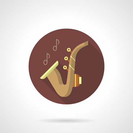 Saxophone music flat brown round vector iconのイラスト素材