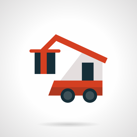Freight loader flat red vector iconのイラスト素材