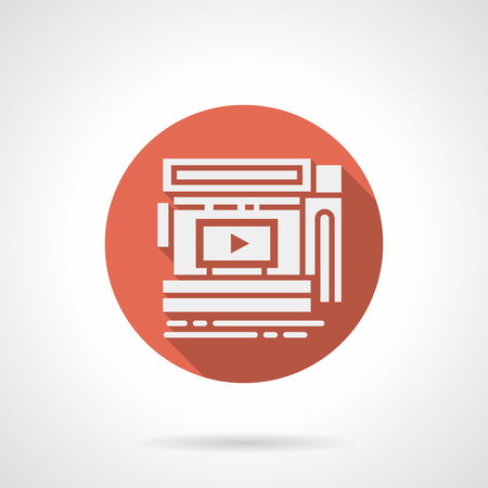 Abstract white silhouette symbol of storefront with display for videos.のイラスト素材