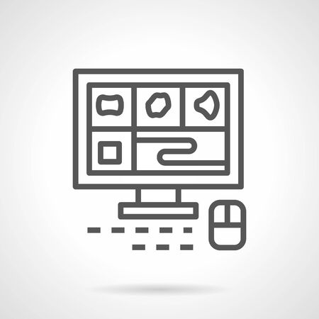 A computer tomography monitor line vector iconの写真素材