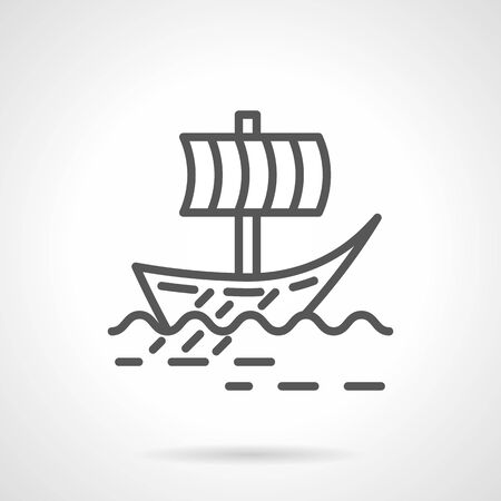 Viking sail boat simple line vector iconの写真素材