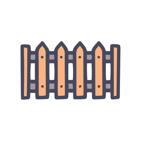 wooden fence color vector doodle simple iconのイラスト素材