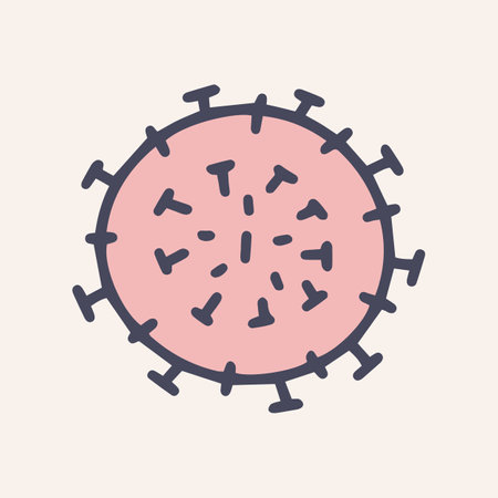 Microorganism coronavirus color vector doodle icon designのイラスト素材