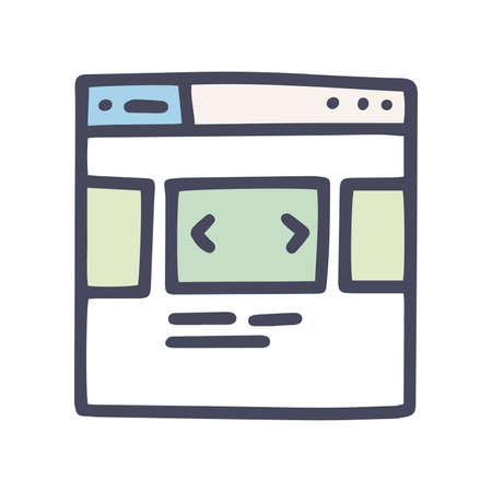 color vector doodle icon online gallery for web design and presentation isolated on backgroundのイラスト素材