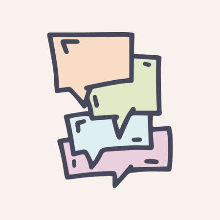speech bubble color vector doodle icon for web design and presentation isolated on backgroundのイラスト素材