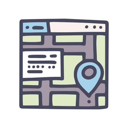 color vector doodle simple icon online mapのイラスト素材