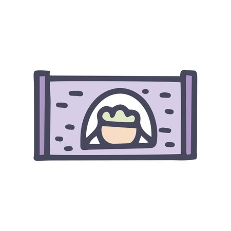 fence with plants color vector doodle simple iconのイラスト素材
