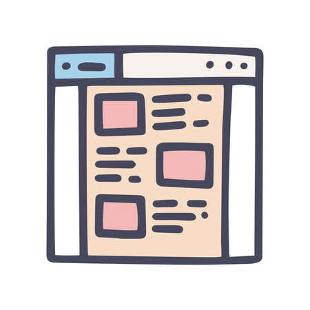 color vector doodle simple icon landing pageのイラスト素材