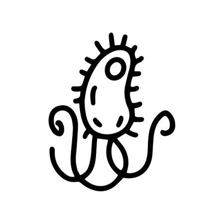 Bacteria helicobacter pylori black line vector doodle iconのイラスト素材