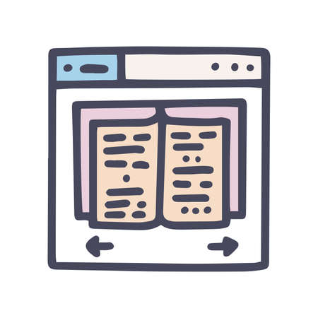 color vector doodle simple icon online bookのイラスト素材