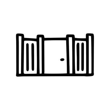 iron fence with doors black line vector doodle simple iconのイラスト素材