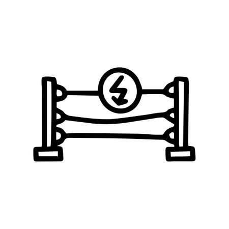 electric fence black line vector doodle simple iconのイラスト素材
