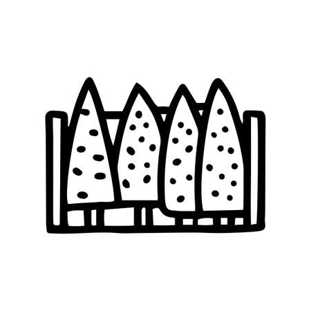 fence of trees black line vector doodle simple iconのイラスト素材