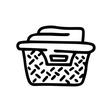 laundry basket line vector doodle simple iconのイラスト素材