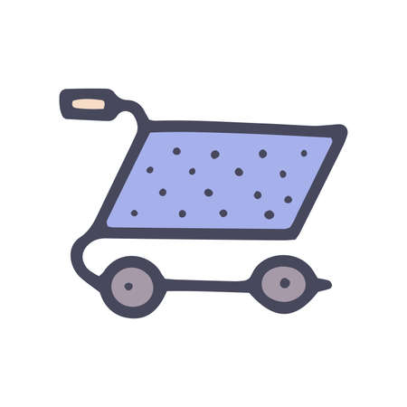 shopping trolley color vector doodle simple iconのイラスト素材