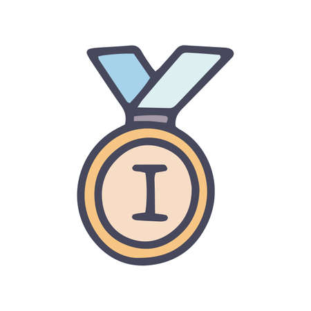 first place medal color vector doodle simple iconのイラスト素材
