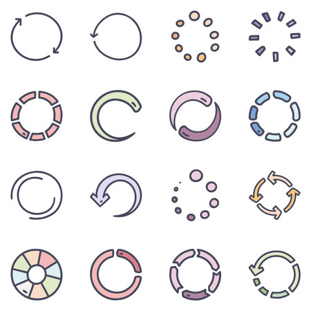 Loaders color vector doodle simple icon setのイラスト素材