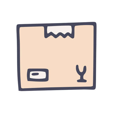 packing box color vector doodle simple iconのイラスト素材