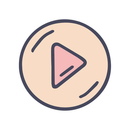 play button color vector doodle simple iconのイラスト素材