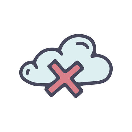 cloud disconnect color vector doodle simple iconのイラスト素材