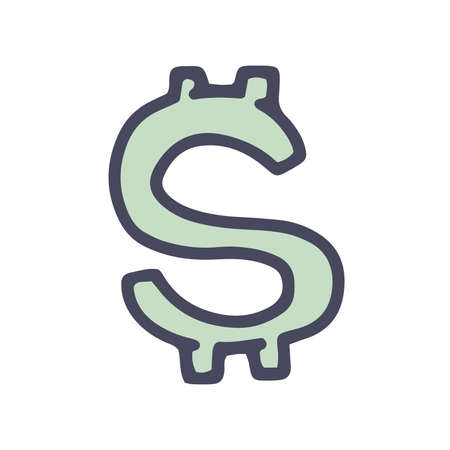 dollar sign color vector doodle simple iconのイラスト素材