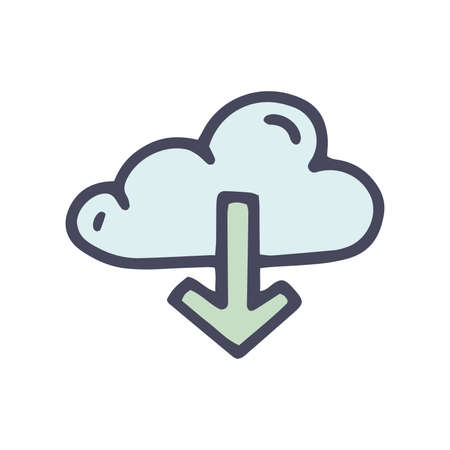 cloud download color vector doodle simple icon