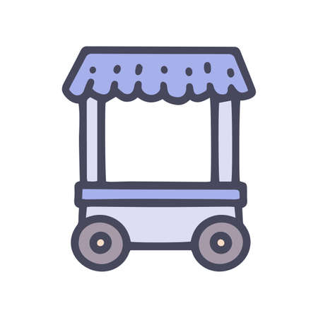 food trolley color vector doodle simple iconのイラスト素材