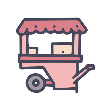 street food retail color vector doodle simple iconのイラスト素材