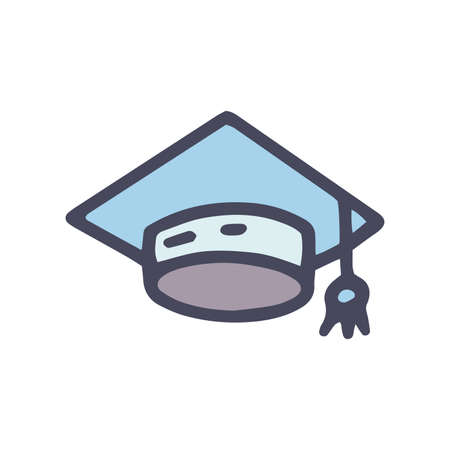 graduation hat color vector doodle simple iconのイラスト素材