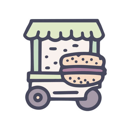 hamburger trade cart color vector doodle simple iconのイラスト素材