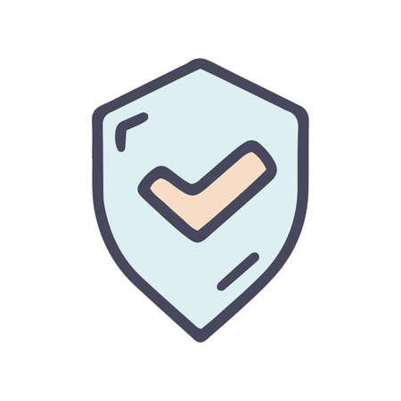 protection activated color vector doodle simple iconのイラスト素材