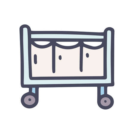 rolling laundry basket color vector doodle simple iconのイラスト素材