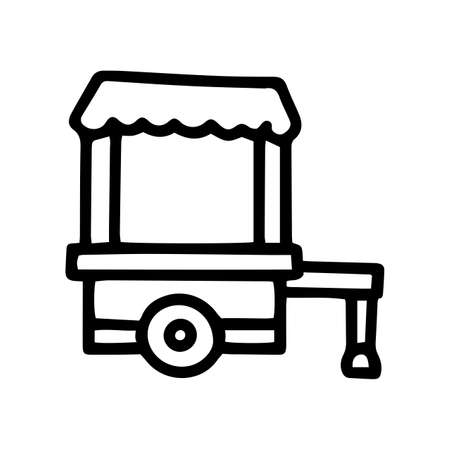 street food cart line vector doodle simple iconのイラスト素材