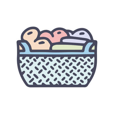 wicker laundry basket color vector doodle simple iconのイラスト素材