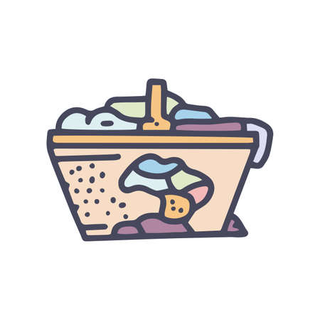 aged laundry basket color vector doodle simple iconのイラスト素材