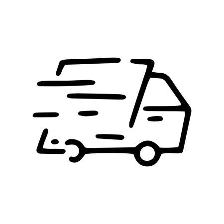 moving truck line vector doodle simple iconのイラスト素材