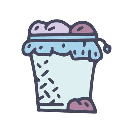 laundry basket with bag color vector doodle simple iconのイラスト素材