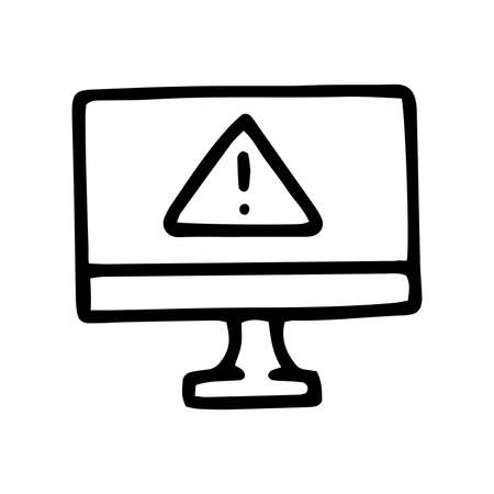 warning on screen line vector doodle simple iconのイラスト素材