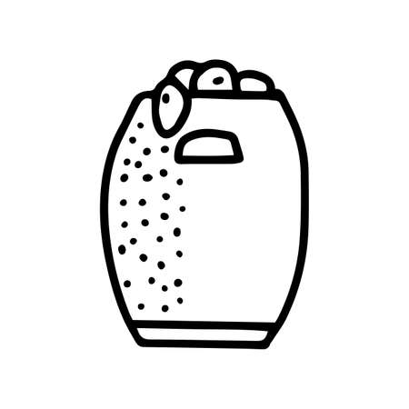 Outline full laundry basket black line vector doodle icon for web design and presentation isolated on backgroundのイラスト素材