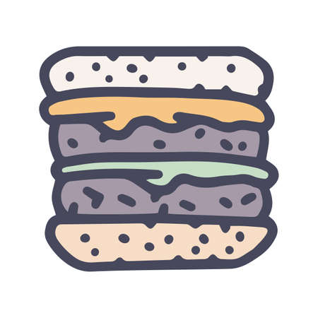 double hamburger color vector doodle simple iconのイラスト素材