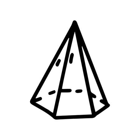 hexagonal pyramid line vector doodle simple iconのイラスト素材