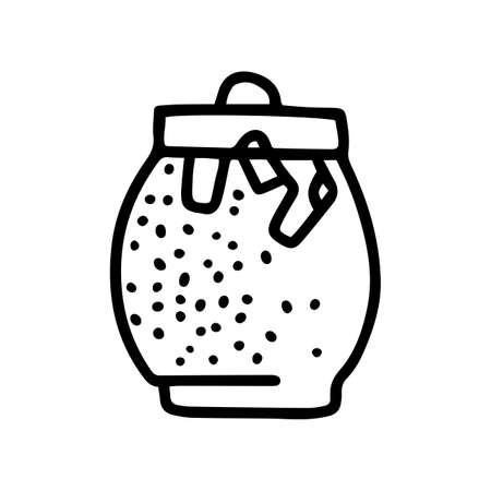 full laundry basket line vector doodle simple iconのイラスト素材