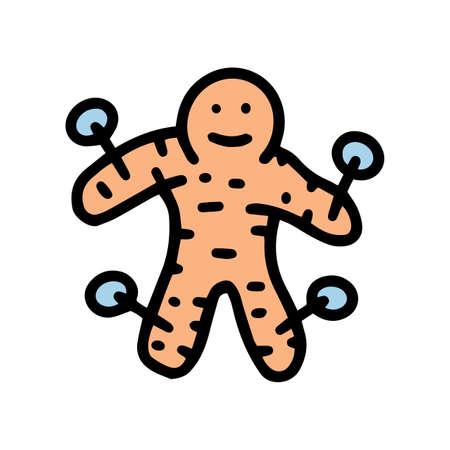 voodoo doll color vector doodle simple iconのイラスト素材