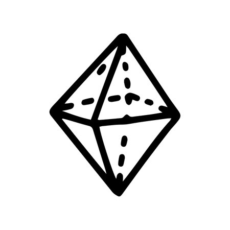 octahedron line vector doodle simple icon designのイラスト素材