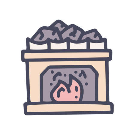 sauna heater color vector doodle icon for web design and presentation isolated on backgroundのイラスト素材