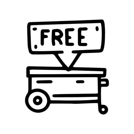 free food cart line vector doodle simple iconのイラスト素材
