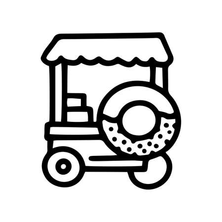 donuts trade cart line vector doodle simple iconのイラスト素材