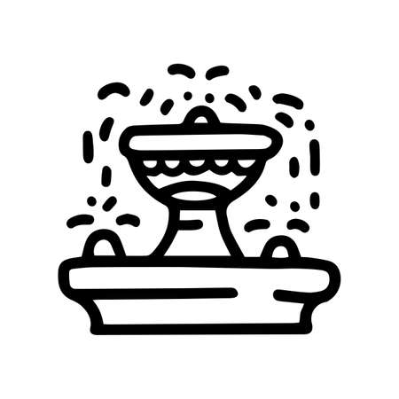 decorative water fountain line vector doodle simple iconのイラスト素材